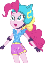 Size: 452x631 | Tagged: dead source, safe, artist:gerardogreiff, pinkie pie, equestria girls, g4, my little pony equestria girls: friendship games, female, helmet, shors, simple background, solo, transparent background, vector