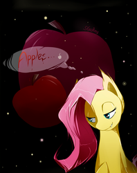 Size: 600x756 | Tagged: safe, artist:skyeypony, fluttershy, g4, apple, flutterbat