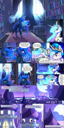 Size: 1500x2993 | Tagged: safe, artist:darkflame75, princess celestia, princess luna, g4, canterlot, comic, magic, moon, night, student of the night, telekinesis, tumblr