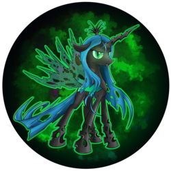 Size: 2539x2539 | Tagged: safe, artist:flamevulture17, queen chrysalis, changeling, changeling queen, g4, crown, fangs, female, high res, jewelry, looking at you, regalia, solo