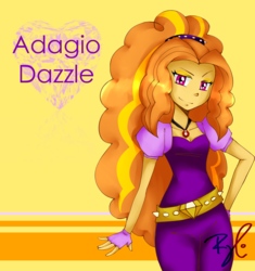 Size: 1562x1660 | Tagged: safe, artist:sugaryentree, adagio dazzle, equestria girls, g4, clothes, crystal heart, female, fingerless gloves, gloves, pose, sexy, solo