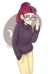 Size: 1267x1843 | Tagged: safe, artist:ask-dreamlight, moondancer, human, amending fences, g4, female, glasses, humanized, solo