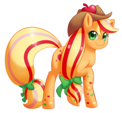 Size: 1170x1080 | Tagged: safe, artist:uncertainstardust, applejack, earth pony, pony, g4, female, hat, mare, rainbow power, simple background, solo, transparent background