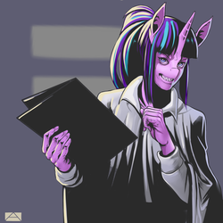 Size: 1200x1200 | Tagged: dead source, safe, artist:m@k, starlight glimmer, anthro, amending fences, g4, clothes, rapeface, slasher smile, starlight stalker, uncanny valley
