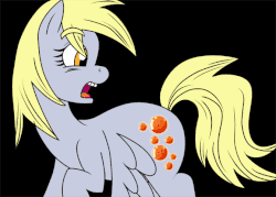 Size: 672x480 | Tagged: safe, artist:outofworkderpy, derpy hooves, pegasus, pony, g4, alternate cutie mark, animated, black background, cute, dragon ball, dragon ball (object), dragon ball pony, dragon ball super, dragon ball z, female, funny, glowing, looking back, mare, out of work derpy, simple background, solo