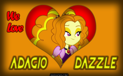 Size: 2560x1600 | Tagged: safe, artist:darkaxwolf360, adagio dazzle, equestria girls, g4, heart, smiling, text, wallpaper