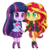 Size: 250x250 | Tagged: safe, artist:riouku, sunset shimmer, twilight sparkle, equestria girls, g4, blushing, chibi, clothes, cute, female, holding hands, lesbian, pixel art, shimmerbetes, ship:sunsetsparkle, shipping, skirt, twiabetes, walking