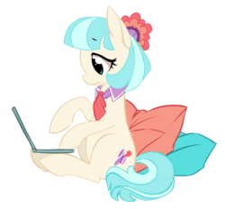Size: 3000x2781 | Tagged: safe, artist:starshinebeast, coco pommel, g4, computer, confused, female, high res, laptop computer, solo