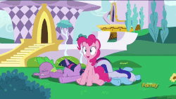 Size: 850x478 | Tagged: safe, edit, edited screencap, screencap, minuette, pinkie pie, scootaloo, spike, twilight sparkle, alicorn, dragon, earth pony, pegasus, pony, unicorn, amending fences, g4, animated, beach, butt, everyone but scootaloo can fly, eyes closed, faceplant, female, filly, frown, looking up, male, mare, pinkie being pinkie, pinkie physics, pinkiecopter, plot, prone, sad, scootaloo can't fly, scootalove denied, smiling, tailcopter, twilight sparkle (alicorn), wat, when you see it, wide eyes