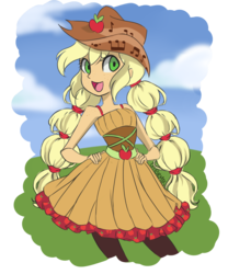 Size: 5000x6000 | Tagged: safe, artist:chibicmps, applejack, equestria girls, friendship through the ages, g4, absurd resolution, country applejack, female, rockin' hair, sleeveless, solo