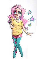 Size: 659x1043 | Tagged: safe, artist:digitalphooka, fluttershy, human, g4, cutie mark, female, humanized, solo