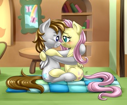 Size: 982x813 | Tagged: safe, artist:pia-sama, fluttershy, oc, oc:darvise, g4, canon x oc, female, male, shipping, straight