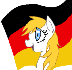 Size: 308x300 | Tagged: safe, oc, oc only, oc:aryanne, earth pony, pony, blonde, bust, female, flag, flockmod, germany, looking away, solo