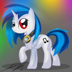 Size: 2000x2000 | Tagged: dead source, safe, artist:sierraex, dj pon-3, vinyl scratch, pony, unicorn, g4, female, headphones, high res, mare, red eyes, solo