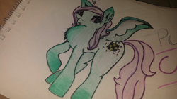 Size: 1600x900 | Tagged: safe, artist:dorky-oreo-pone, oc, oc only, oc:purple cloud, solo, traditional art