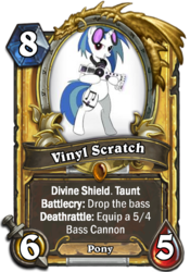 Size: 400x573 | Tagged: safe, dj pon-3, vinyl scratch, g4, bass cannon, crossover, female, hearthstone, solo