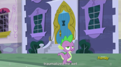 Size: 1279x712 | Tagged: safe, screencap, spike, amending fences, g4, meme, youtube caption