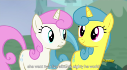 Size: 1279x712 | Tagged: safe, screencap, lemon hearts, twinkleshine, amending fences, g4, meme, youtube caption