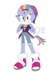 Size: 1920x2560 | Tagged: safe, artist:megaartist923, rainbow dash, hybrid, anthro, g4, blaze the cat, crossover, female, fusion, sega, simple background, solo, sonic the hedgehog (series), video game