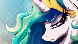 Size: 1920x1080 | Tagged: safe, artist:rariedash, princess celestia, g4, bedroom eyes, female, looking at you, open mouth, portrait, solo