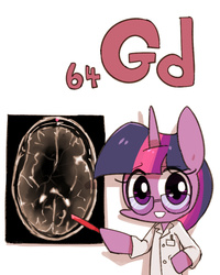 Size: 800x1000 | Tagged: dead source, safe, artist:joycall6, part of a set, twilight sparkle, series:joycall6's periodic table, g4, brain, clothes, gadolinium, glasses, lab coat, periodic table, science