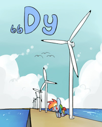 Size: 800x1000 | Tagged: safe, artist:joycall6, part of a set, rainbow dash, seagull, series:joycall6's periodic table, g4, c:, dysprosium, female, ocean, periodic table, solo, south korea, wind turbine generator