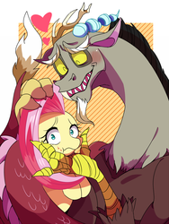 Size: 600x800 | Tagged: safe, artist:r0cco_d, discord, fluttershy, g4, female, male, ship:discoshy, shipping, straight