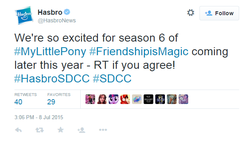 Size: 623x360 | Tagged: safe, g4, season 6, harsher in hindsight, hasbro, meta, text, twitter