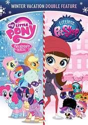 Size: 361x510 | Tagged: safe, applejack, fluttershy, pinkie pie, rainbow dash, rarity, twilight sparkle, alicorn, pony, g4, blythe baxter, dvd, female, littlest pet shop, mare, minka mark, penny ling, russell ferguson, snow, snowfall, sunil nevla, twilight sparkle (alicorn), vinnie terrio, zoe trent