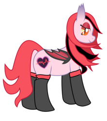 Size: 4010x4530 | Tagged: dead source, safe, artist:afterman, oc, oc only, oc:arrhythmia, bat pony, pony, absurd resolution, bedroom eyes, clothes, looking back, socks, solo