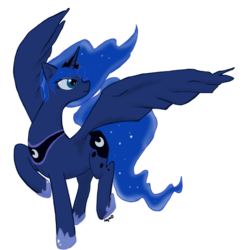 Size: 1024x1024 | Tagged: safe, artist:artylovr, princess luna, g4, female, looking back, simple background, solo