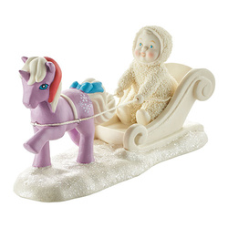 Size: 500x500 | Tagged: dead source, safe, powder, human, g1, baby, blushing, department 56, figure, harness, merchandise, nightmare fuel, sleigh, snowbabies, tack, unintentionally creepy