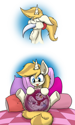 Size: 1200x2000 | Tagged: safe, artist:bellspurgebells, oc, oc only, oc:blace, oc:misty dash, dragon, 2 panel comic, abdominal bulge, belly, comic, cute, endosoma, fetish, fluffy, internal, oral vore, soft vore, throat bulge, tongue out, vore, x-ray