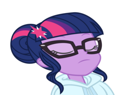 Size: 4000x3000 | Tagged: safe, artist:ivacatherianoid, sci-twi, twilight sparkle, equestria girls, g4, my little pony equestria girls: friendship games, canterlot high, clothes, crystal prep academy, crystal prep shadowbolts, eyes closed, female, glasses, hoodie, simple background, solo, squashed, that was fast, transparent background, vector, wrong aspect ratio