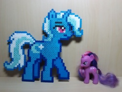 Size: 1024x768 | Tagged: safe, artist:perler-pop, trixie, twilight sparkle, pony, unicorn, g4, brushable, female, irl, mare, perler beads, photo, toy