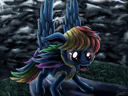 Size: 4000x3000 | Tagged: safe, artist:craszh, rainbow dash, g4, my little pony: friendship is magic, wonderbolts academy, female, solo, storm, wonderbolts uniform