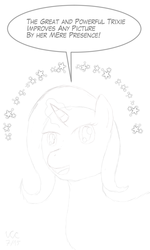 Size: 600x1000 | Tagged: safe, artist:vanilla-cherry-cream, trixie, pony, unicorn, g4, 30 minute art challenge, female, mare, monochrome, solo