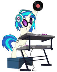 Size: 7000x8850 | Tagged: safe, artist:ponyhd, dj pon-3, vinyl scratch, pony, unicorn, g4, absurd resolution, bipedal, cutie mark, female, headphones, hooves, horn, mare, simple background, solo, sunglasses, transparent background, vector, vinyl's glasses