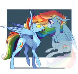Size: 1050x1000 | Tagged: safe, artist:ask-sophie-the-pony, rainbow dash, demon, g4, bill cipher, glowing eyes, gravity falls, male, possessed, tongue out