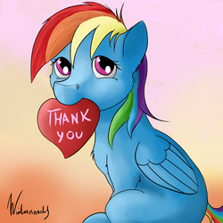 Size: 1500x1500 | Tagged: safe, artist:winternachts, rainbow dash, g4, female, heart, solo, thank you