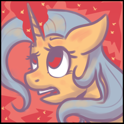 Size: 512x512 | Tagged: safe, artist:suenden-hund, trixie, pony, unicorn, g4, female, floppy ears, frown, limited palette, looking up, mare, open mouth, solo