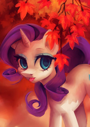 Size: 2457x3456 | Tagged: safe, artist:my-magic-dream, rarity, pony, unicorn, g4, :p, autumn leaves, female, high res, leaves, mare, solo, tongue out