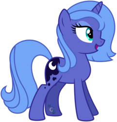 Size: 4000x4156 | Tagged: safe, artist:missgoldendragon, princess luna, pony, unicorn, g4, absurd resolution, female, s1 luna, signature, simple background, solo, transparent background, vector, younger