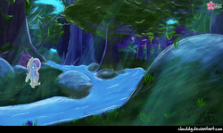 Size: 1341x800 | Tagged: safe, artist:clouddg, fluttershy, g4, female, river, scenery, solo, tree