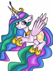 Size: 768x1024 | Tagged: safe, artist:dolphininspace, princess celestia, g4, female, long mane, long tail, solo