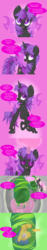 Size: 1434x7552 | Tagged: safe, artist:law44444, cheese sandwich, flash sentry, pinkie pie, twilight sparkle, changeling, g4, bad end, captured, changeling feeding, changelingified, cocoon, comic, cute, misandry