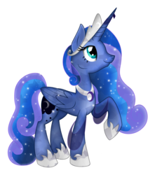 Size: 3000x3387 | Tagged: safe, artist:theshadowstone, princess luna, alicorn, pony, g4, female, high res, jewelry, mare, raised hoof, regalia, simple background, solo, transparent background