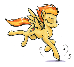 Size: 566x514 | Tagged: safe, artist:choedan-kal, spitfire, g4, female, graceful, landing, solo, wrong cutie mark