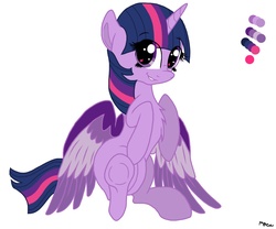 Size: 1205x1003 | Tagged: safe, artist:php76, twilight sparkle, alicorn, pony, g4, colored wings, colored wingtips, cute, female, fluffy, looking at you, mare, reference sheet, sitting, solo, twilight sparkle (alicorn), underhoof