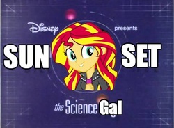 Size: 480x354 | Tagged: safe, sunset shimmer, equestria girls, g4, my little pony equestria girls: friendship games, my little pony equestria girls: rainbow rocks, the science of magic, bill nye, bill nye the science guy, image macro, meme, sunset the science gal